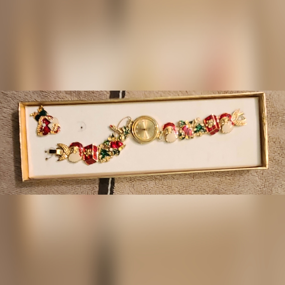 Women's Jennie B Christmas Quartz Watch w/Crystal Hour Markers